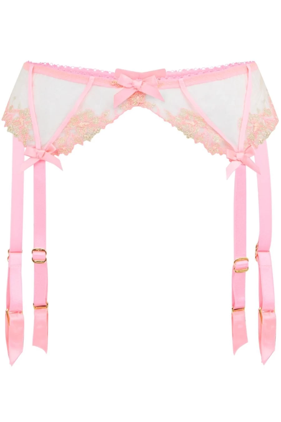 Agent Provocateur Tessy Pink & Sand Lace Suspender Belt for Women - Elegant Lingerie Accessory
