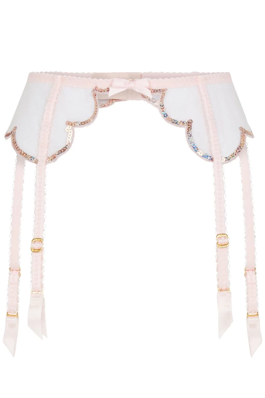 Agent Provocateur Lorna Party Suspender in Baby Pink & Rose Gold - Elegant Lingerie for Special Occasions