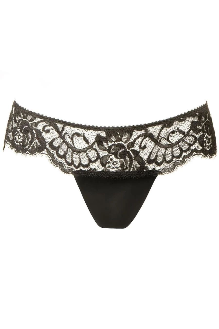 Prelude Black Marlene Thong - Comfortable Plus Size UK 14 Underwear for Women