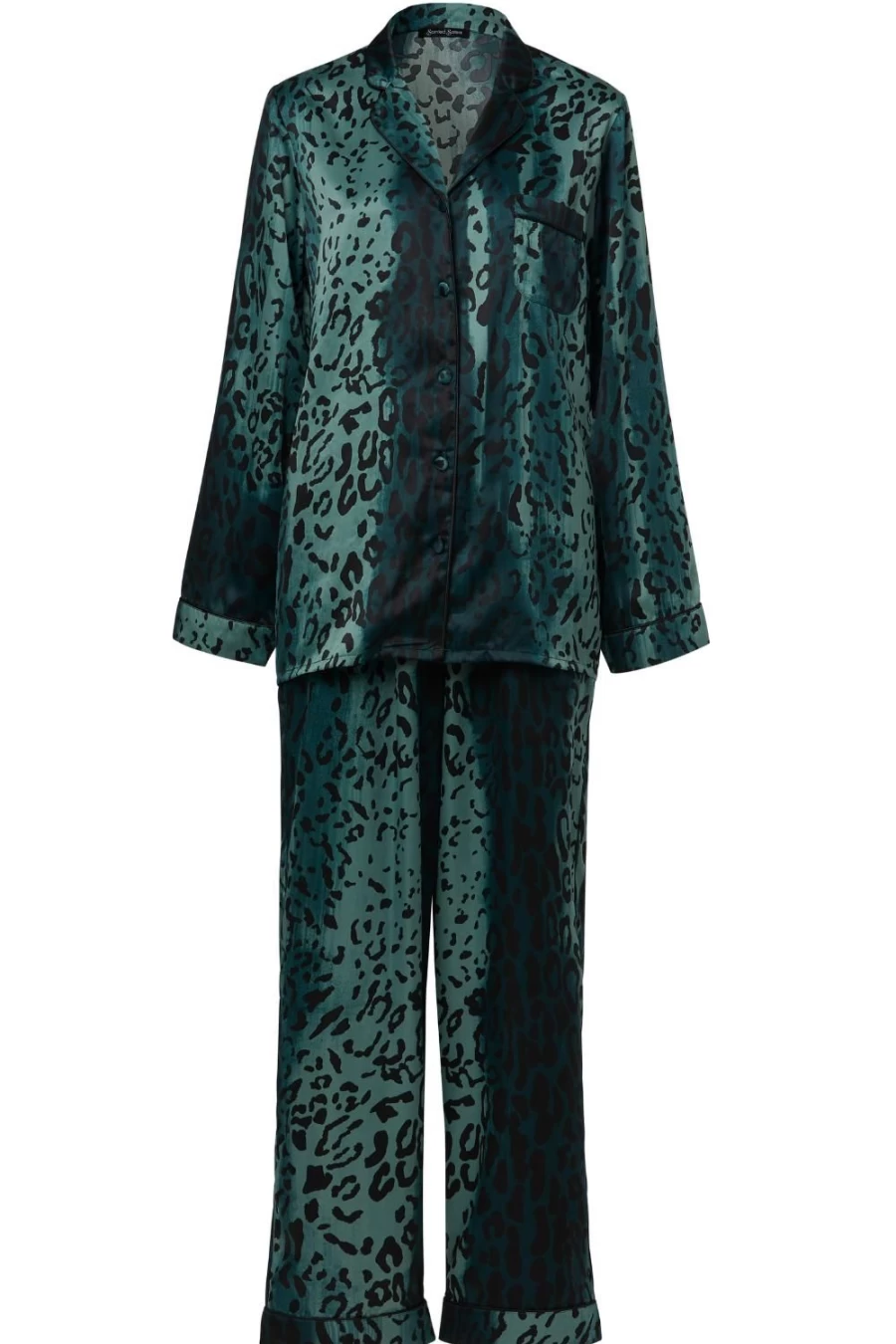 Sainted Sisters Teal Animal Print Sienna Satin Pyjama Set - Luxurious Women's Sleepwear