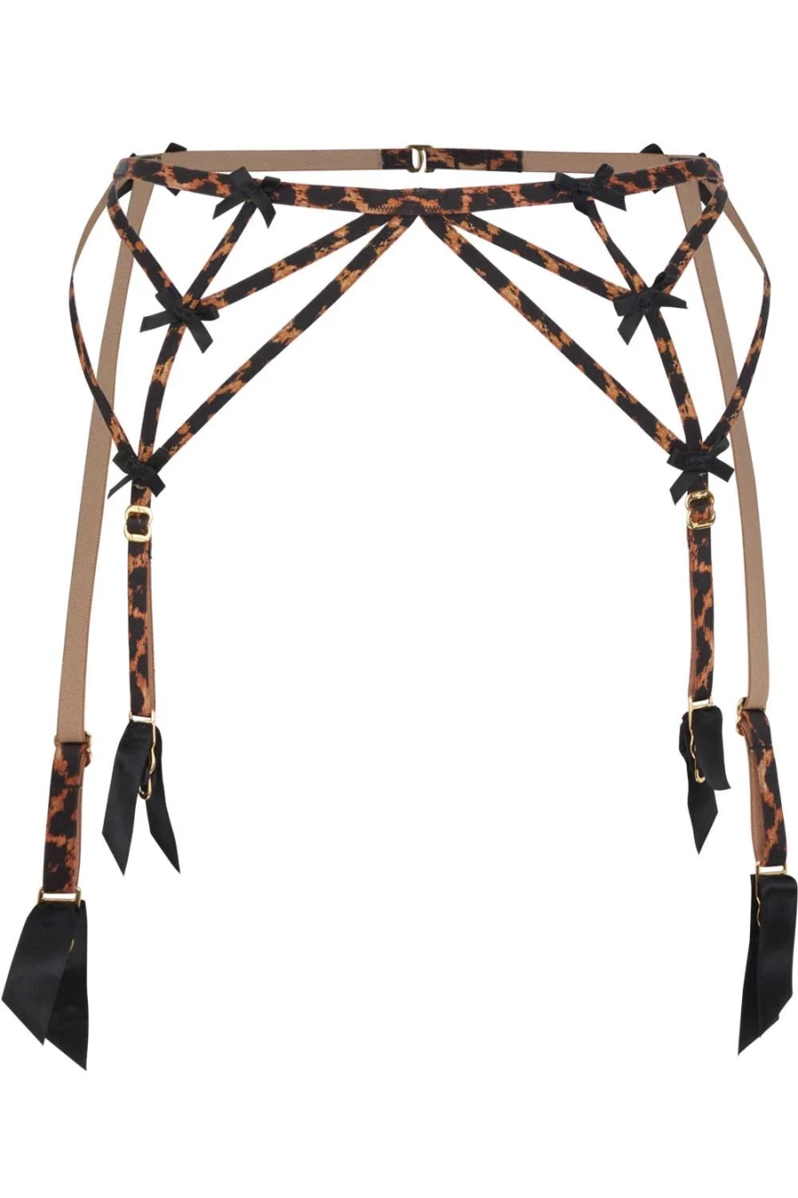 Agent Provocateur Blair Suspender in Black & Leopard Print - Stylish Garter Belt for Women