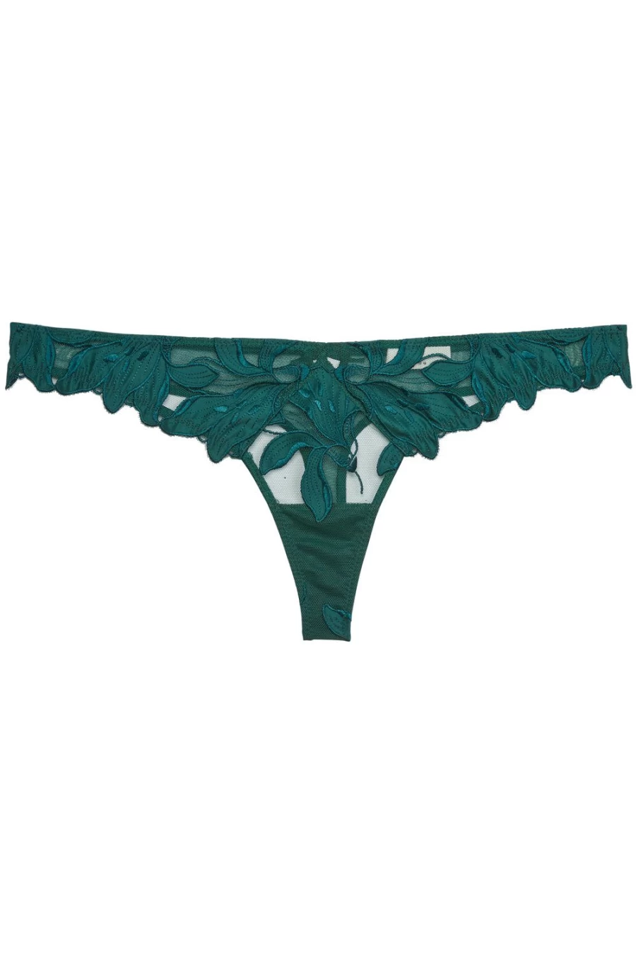 Fleur Du Mal Evergreen Lily Embroidered Lace Thong for Women