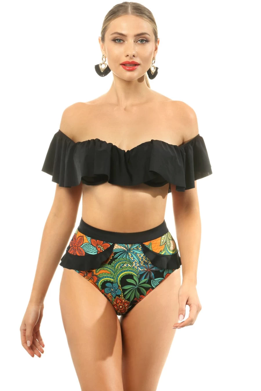 Jolidon Black Cabo Bandeau Bikini Set - Top & Bottom Swimwear