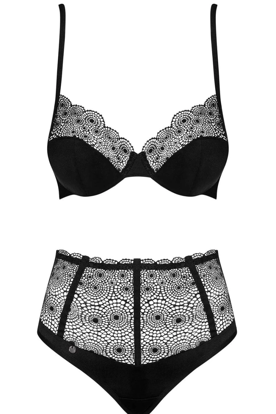 Obsessive Black Sharlotte Underwired Bra & High Waist Thong Lingerie Set